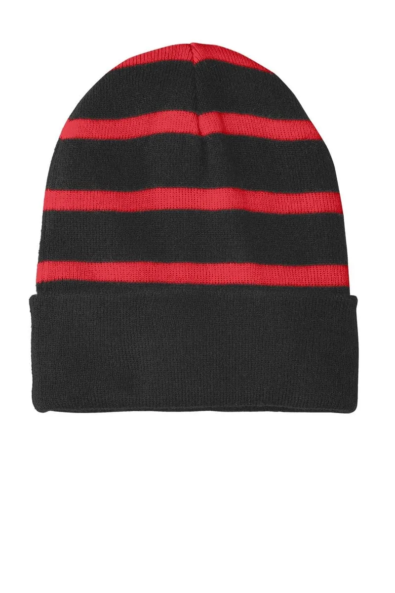 Sport-Tek STC31: Striped Beanie with Solid Band