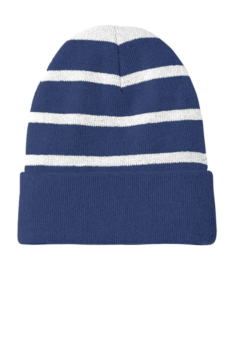 Sport-Tek STC31: Striped Beanie with Solid Band