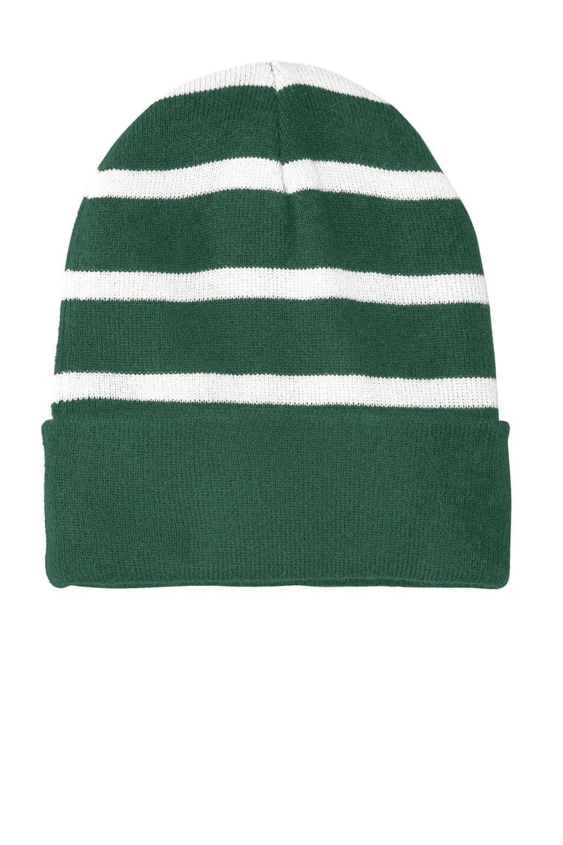 Sport-Tek STC31: Striped Beanie with Solid Band