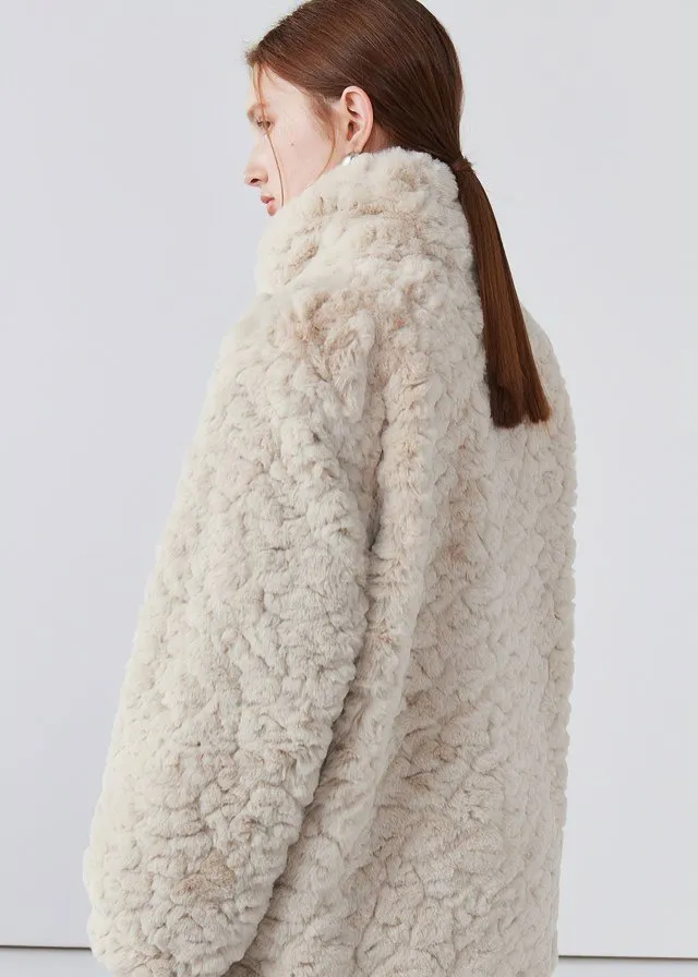 STAND COLLAR FUR LOOSE COAT