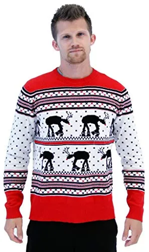 Star Wars at-at Reindeer Ugly Christmas Sweater (Adult Large)