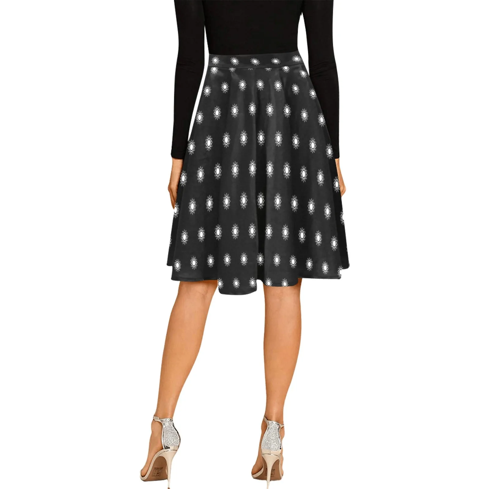 stars polka dots print 2 Melete Pleated Midi Skirt (Model D15)