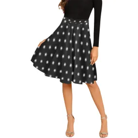 stars polka dots print 2 Melete Pleated Midi Skirt (Model D15)