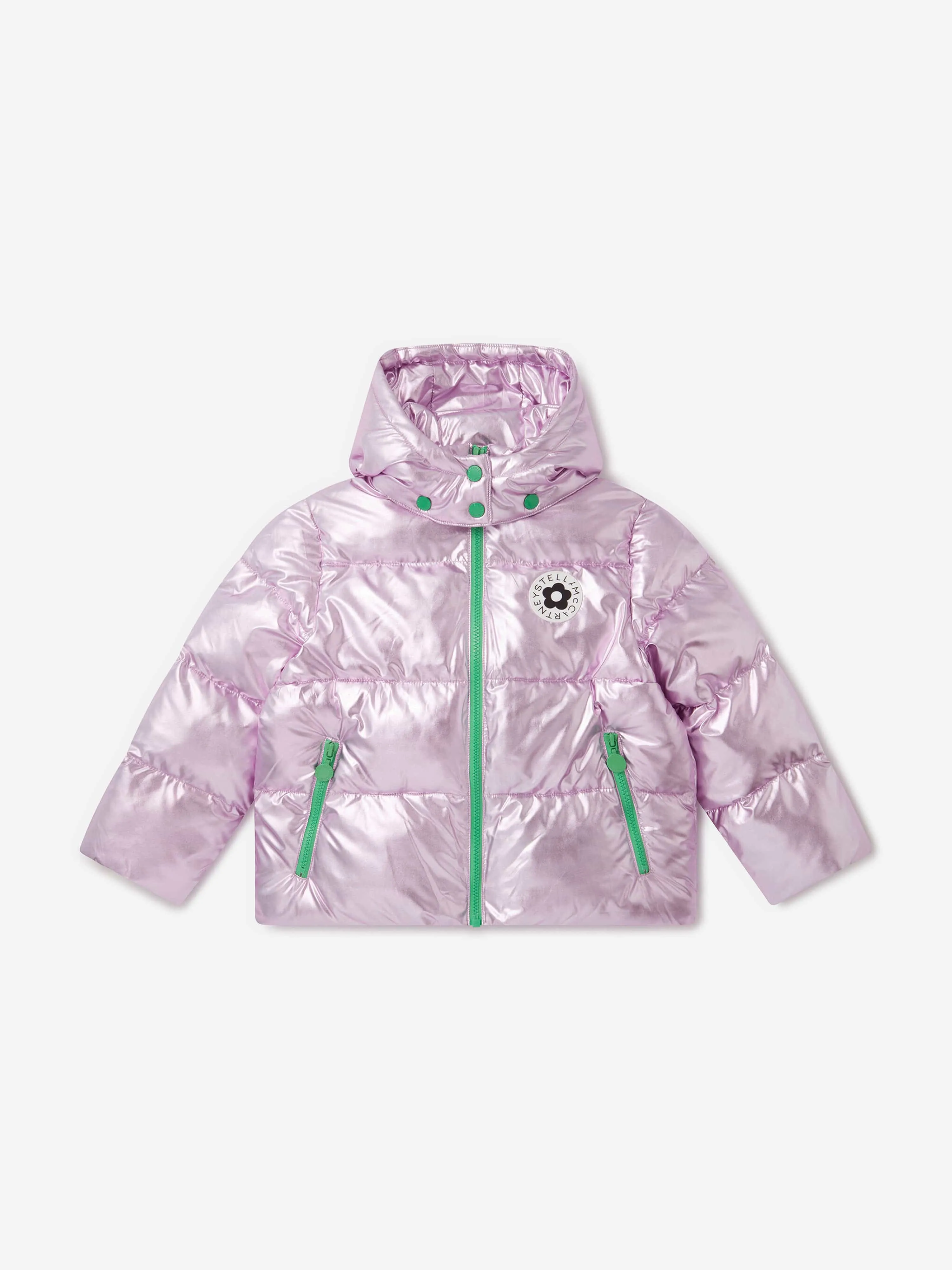 Stella McCartney Girls Metallic Puffer Jacket in Purple