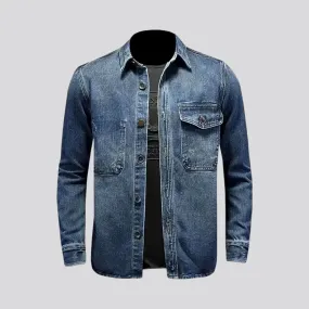 Stonewashed vintage style men's denim shirt