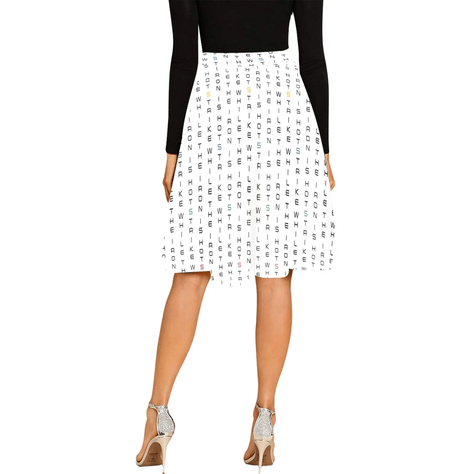 strike while the iron is hot 2 dress print Melete Pleated Midi Skirt (Model D15)