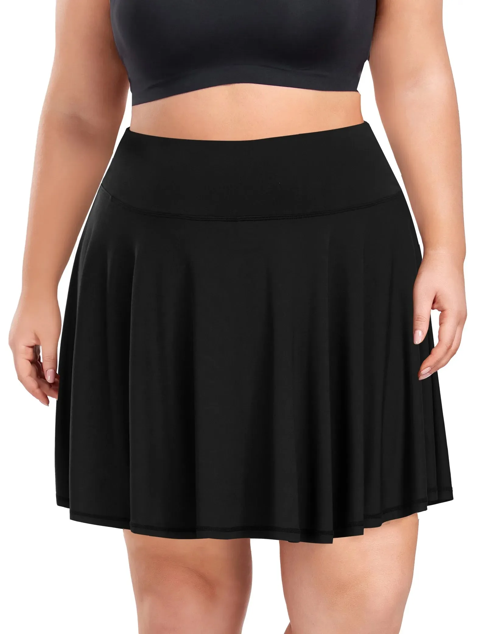 Supersoft Solid Pleated Tennis Mini Skirt with Shorts