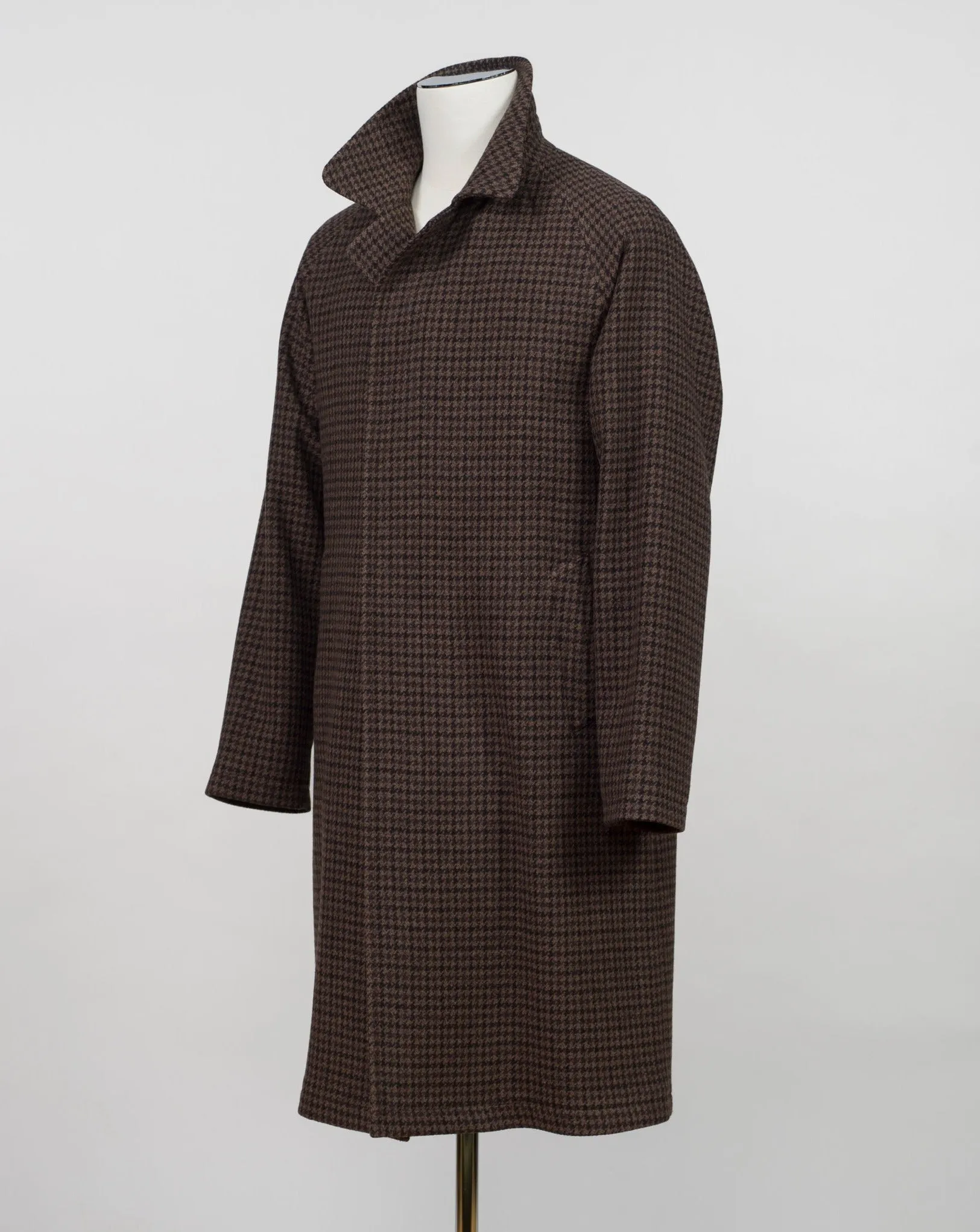 Tagliatore Houndstooth Raglan Overcoat / Brown