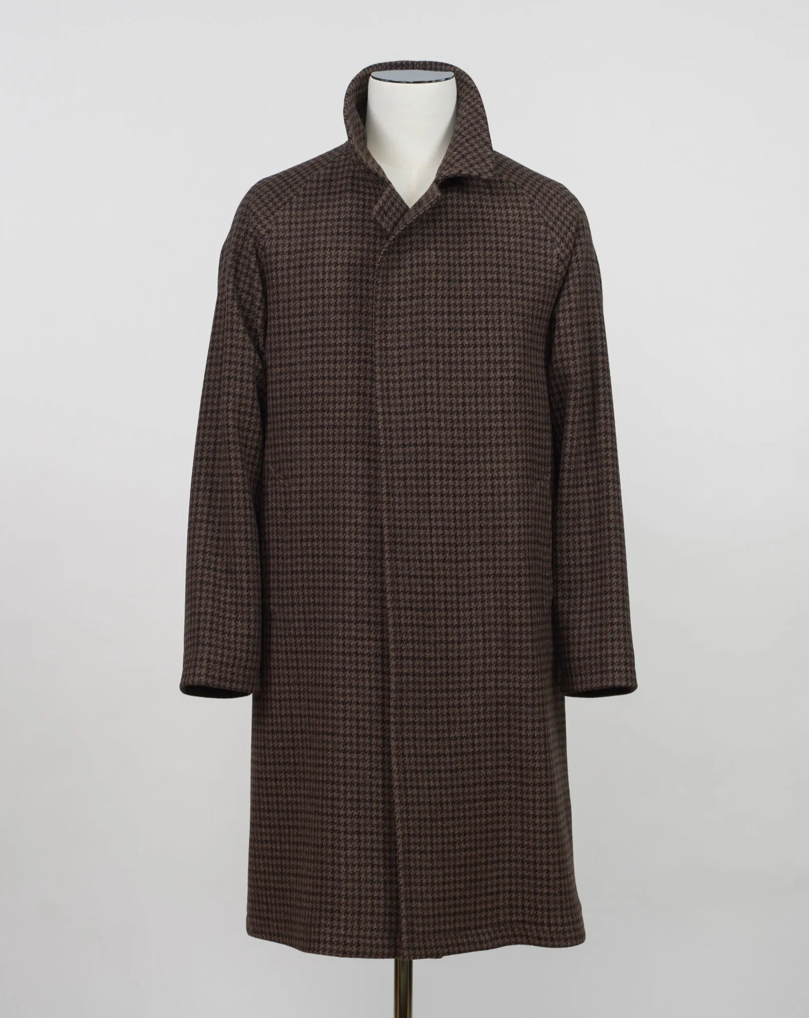 Tagliatore Houndstooth Raglan Overcoat / Brown