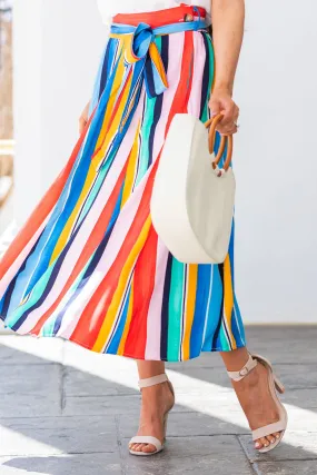 Taste The Rainbow Maxi Skirt, Blue-Multi