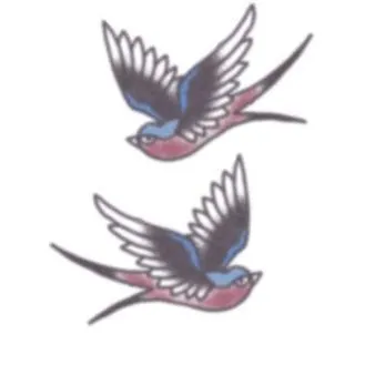 Tattooed Now! Vintage Blue & Red Swallows