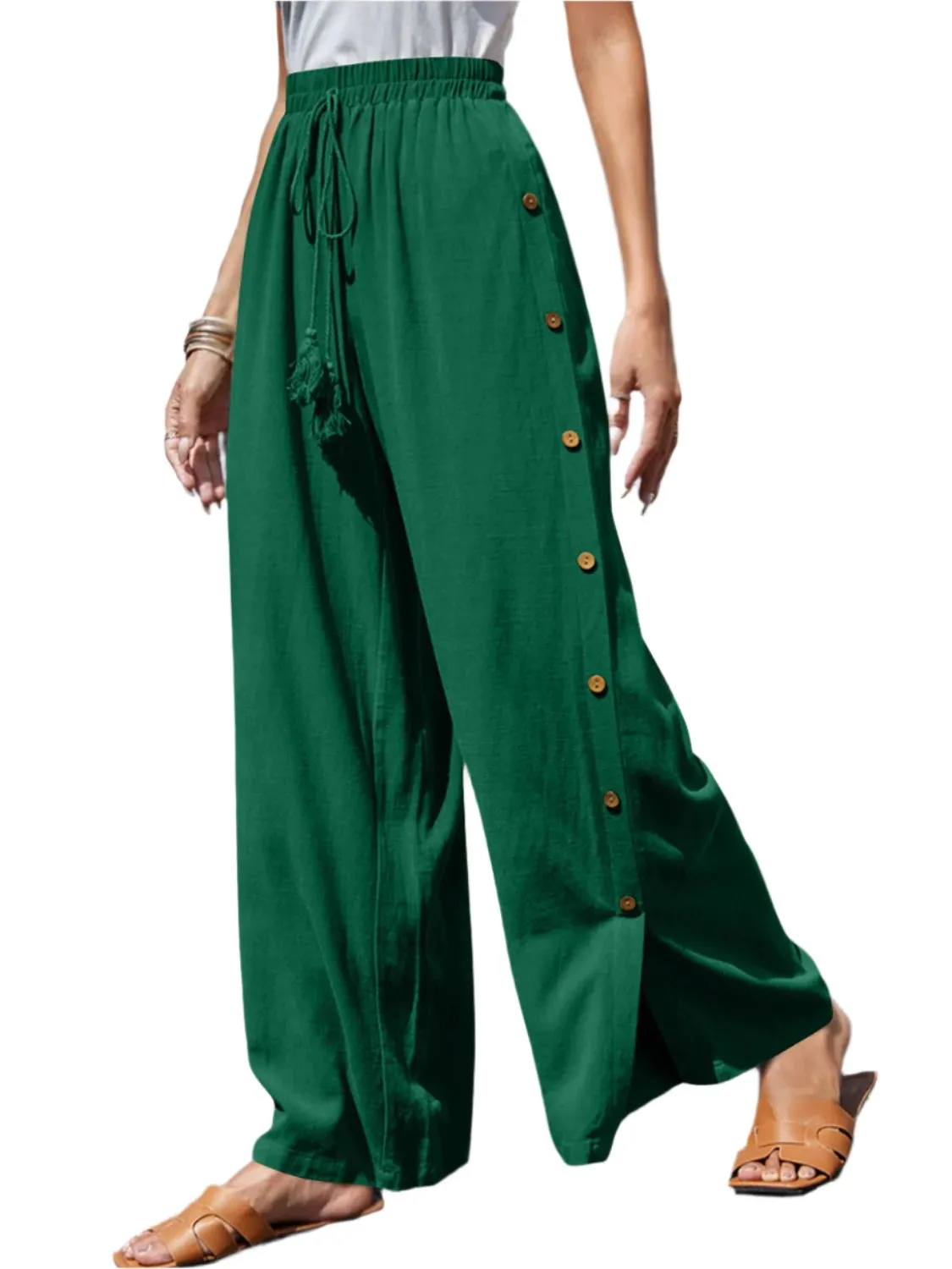 TEEK - Full Size Tassel Wide Leg Pants