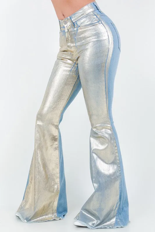 TEEK - Gold Foil Bell Bottom Jeans