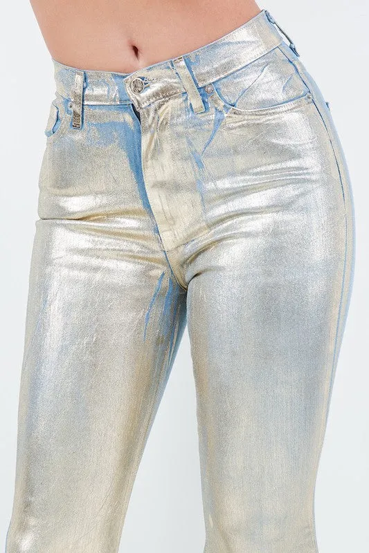 TEEK - Gold Foil Bell Bottom Jeans