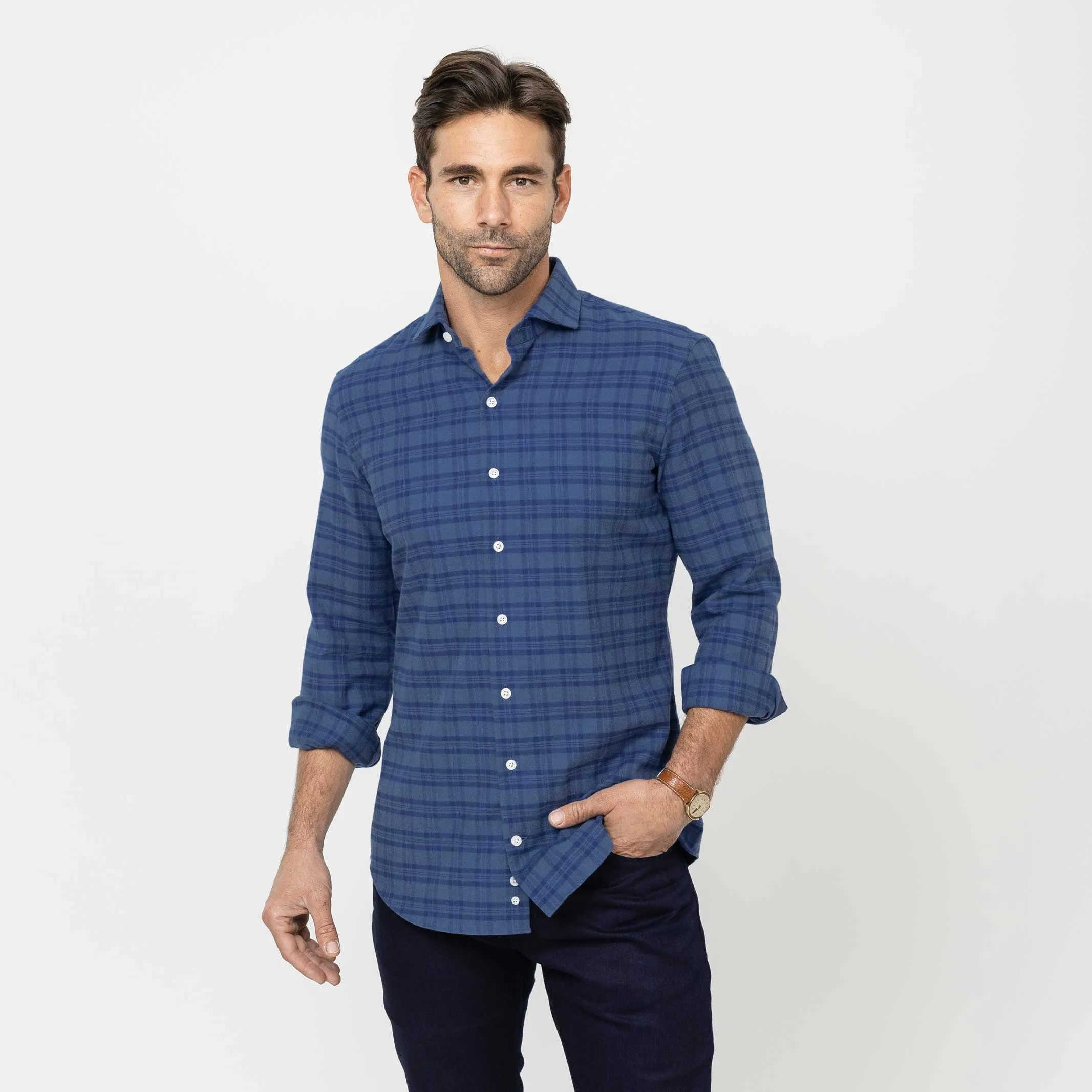 The Slate Blue Heather Webb Brushed Twill Custom Shirt