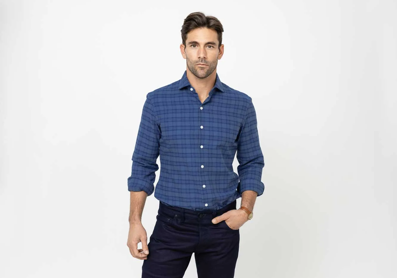 The Slate Blue Heather Webb Brushed Twill Custom Shirt