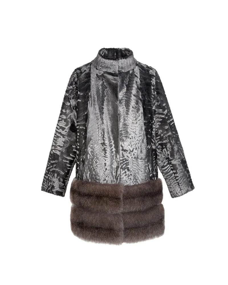 The Theron Metallic Swakara Lamb & Sable Fur Coat