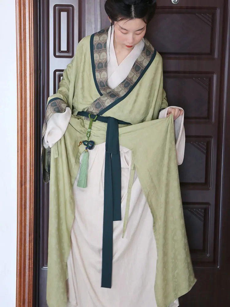 Tu Hong 土红 Terracotta Unisex Modernized Warring States Zhiju Straight Robe Set