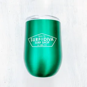 TUMBLER WITH LID with SURF DIVA SURF SHOP - WINE TUMBLER (green/pink)