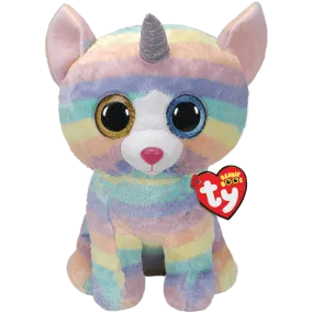 Ty Beanie Large Baby Soft Plush Toy - Heather The Unicorn Cat Stuffed Animal Multicolored, 16"