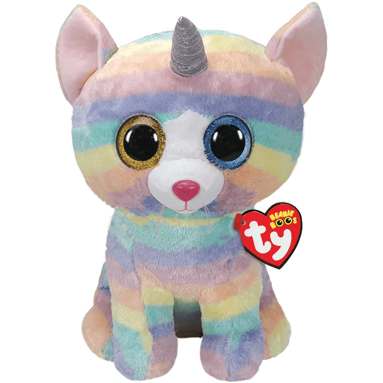 Ty Beanie Large Baby Soft Plush Toy - Heather The Unicorn Cat Stuffed Animal Multicolored, 16"