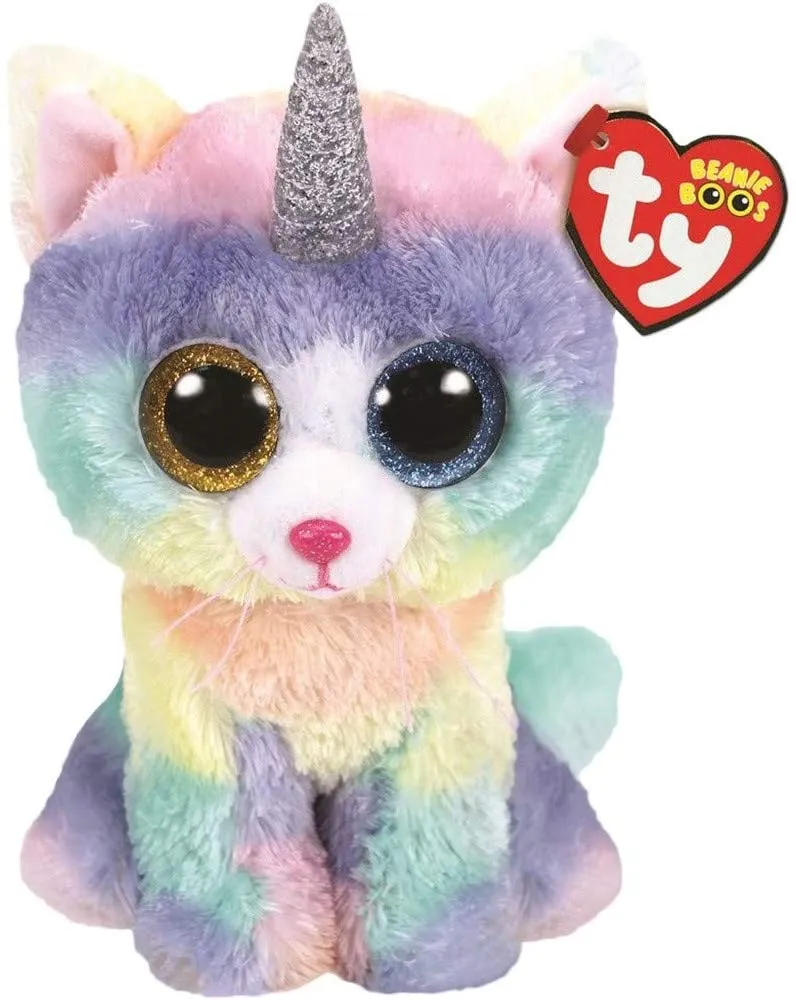 Ty Beanie Large Baby Soft Plush Toy - Heather The Unicorn Cat Stuffed Animal Multicolored, 16"