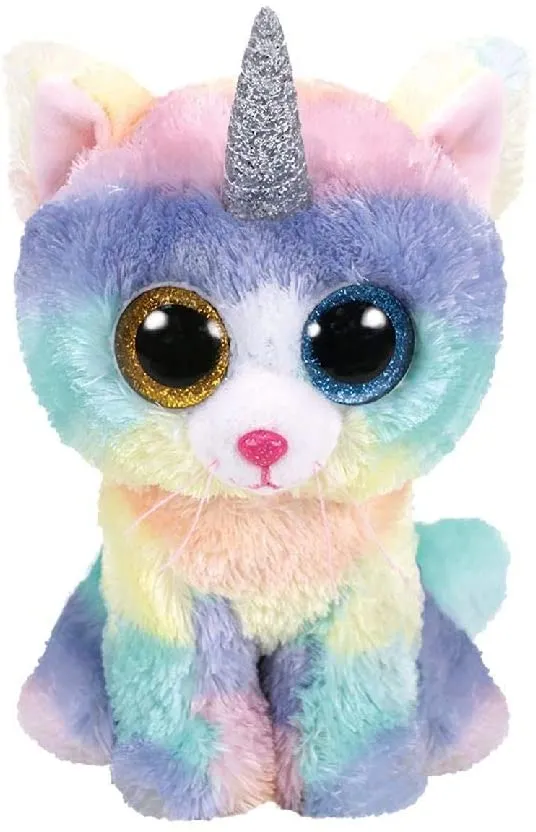 Ty Beanie Large Baby Soft Plush Toy - Heather The Unicorn Cat Stuffed Animal Multicolored, 16"