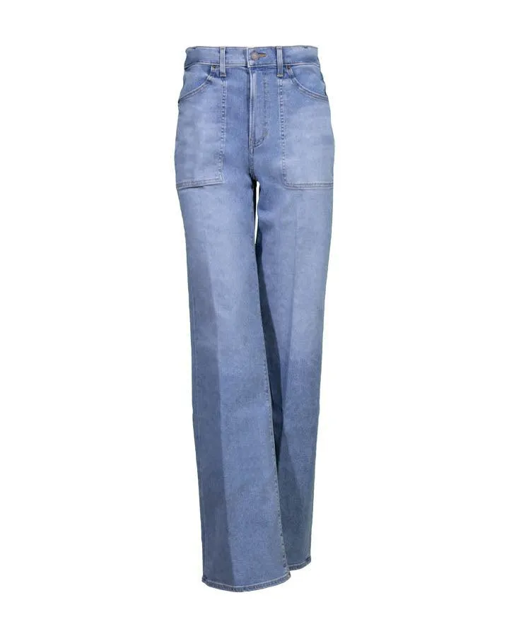 Veronica Beard Crosbie Wide Leg Patch Pocket Jeans