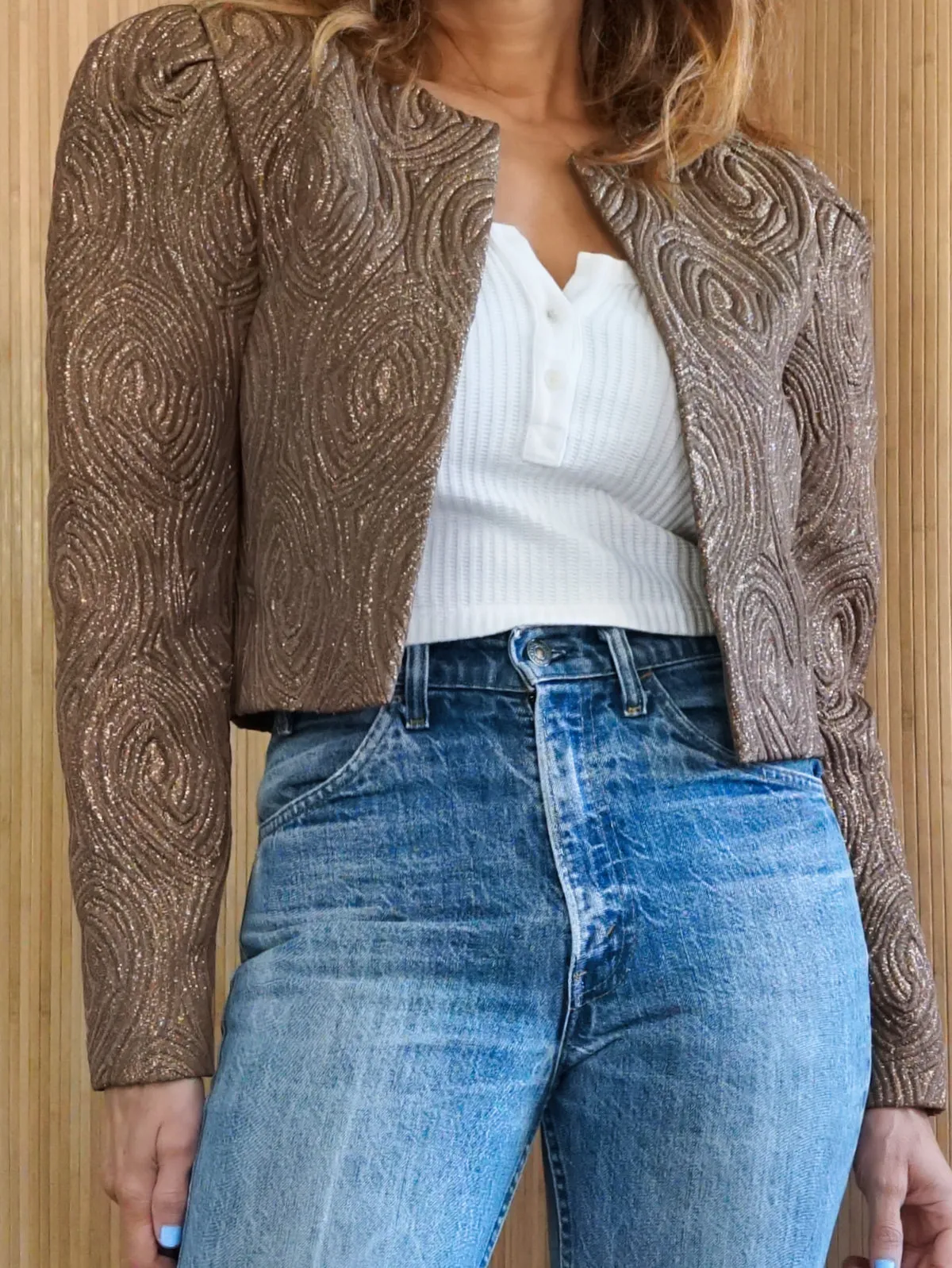 Vintage 80's Gold Quilted Metallic Jacket