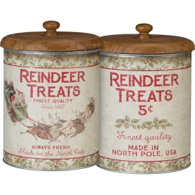 Vintage Reindeer Treats Canister