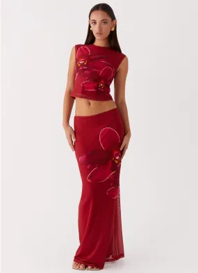 Waiting For Dawn Mesh Maxi Skirt - Rosa