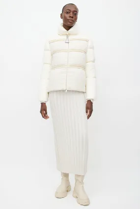 White Aucun Woven Down Puffer Jacket