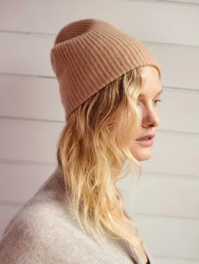 White   Warren - Plush Rib Beanie in Caramel