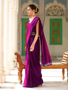 Wisteria Purple Pre-Draped Saree with Pocket