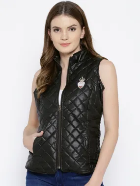 Women Black Quilted Jacket