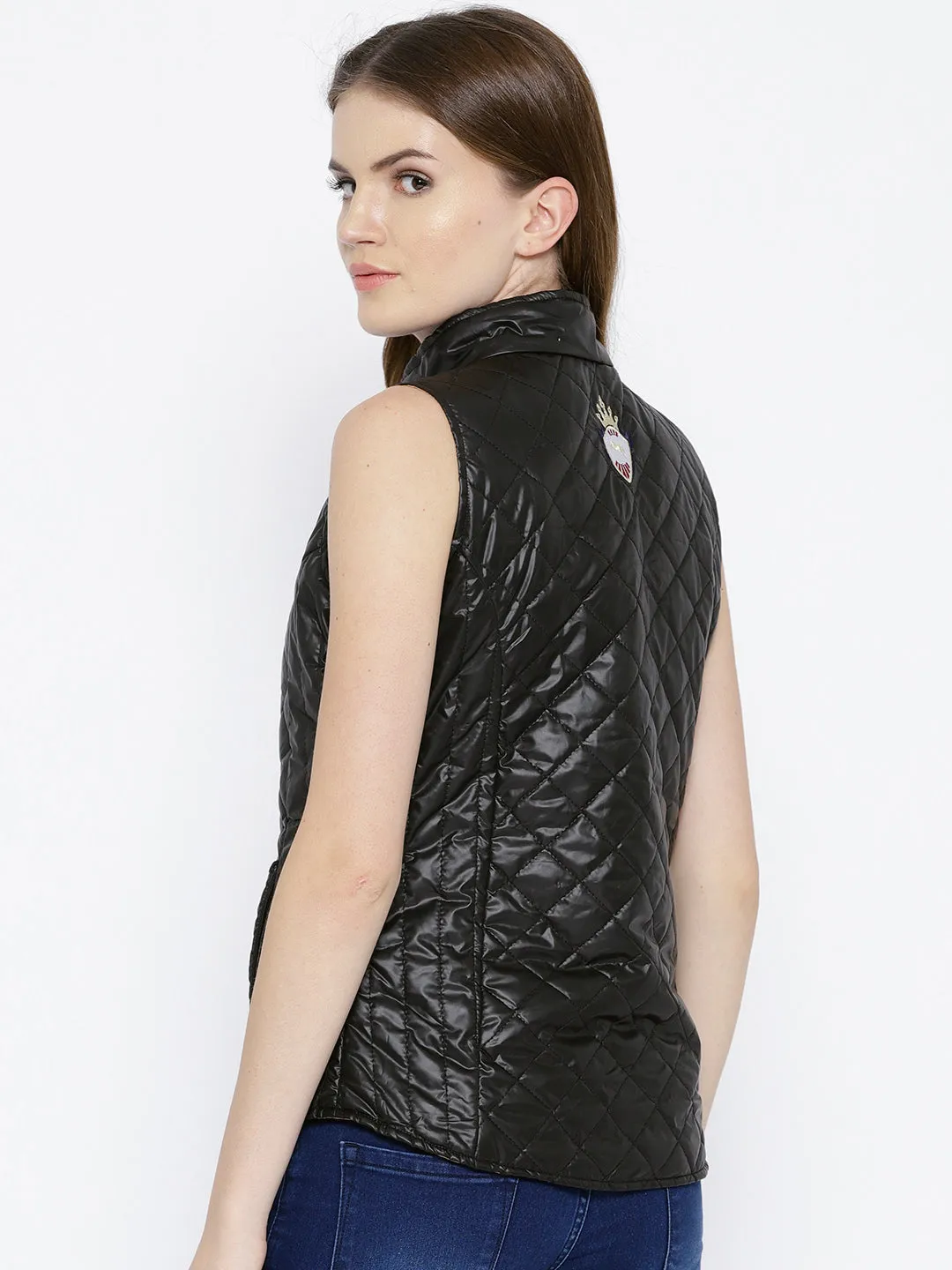 Women Black Quilted Jacket