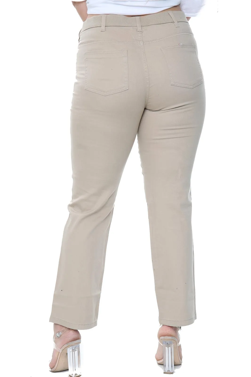 Women Cotton Stretch Pants with Elastic Waist - UK 26 X 33L