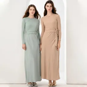 Women's Closed-fit Wrap Tops and Maxi Dress Matching Sets