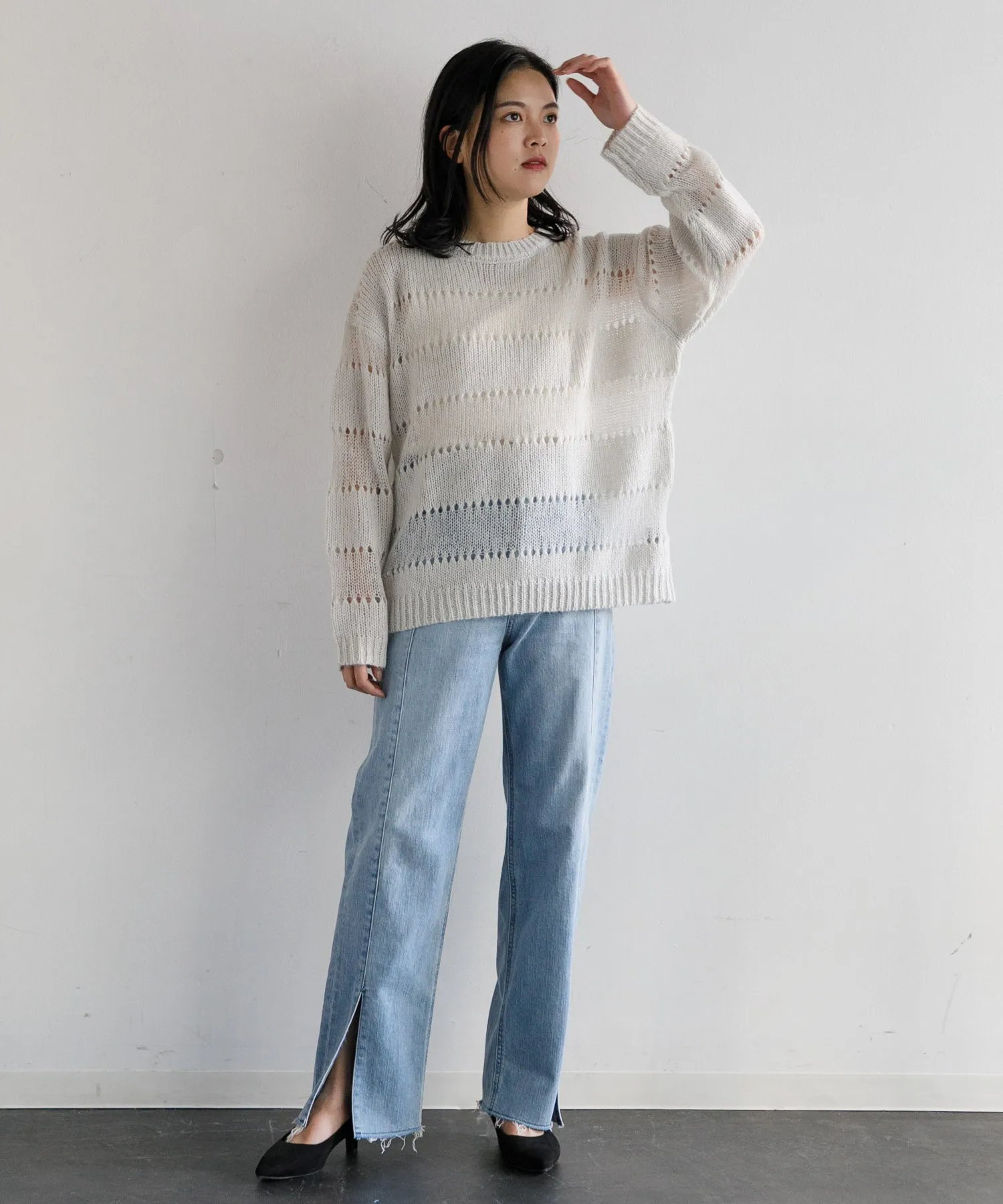 【WOMEN】YANUK ボーイズストレート LEA スイッチングサックス