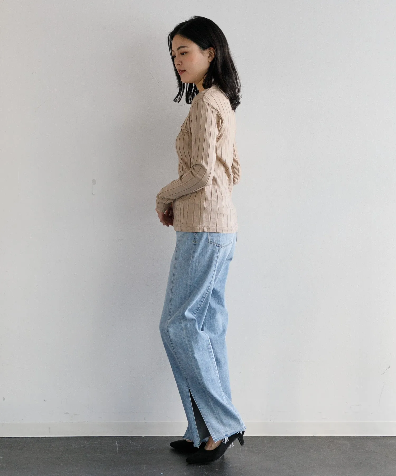 【WOMEN】YANUK ボーイズストレート LEA スイッチングサックス