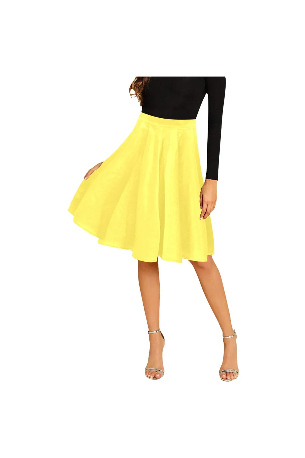 Yellow Skirt Melete Pleated Midi Skirt